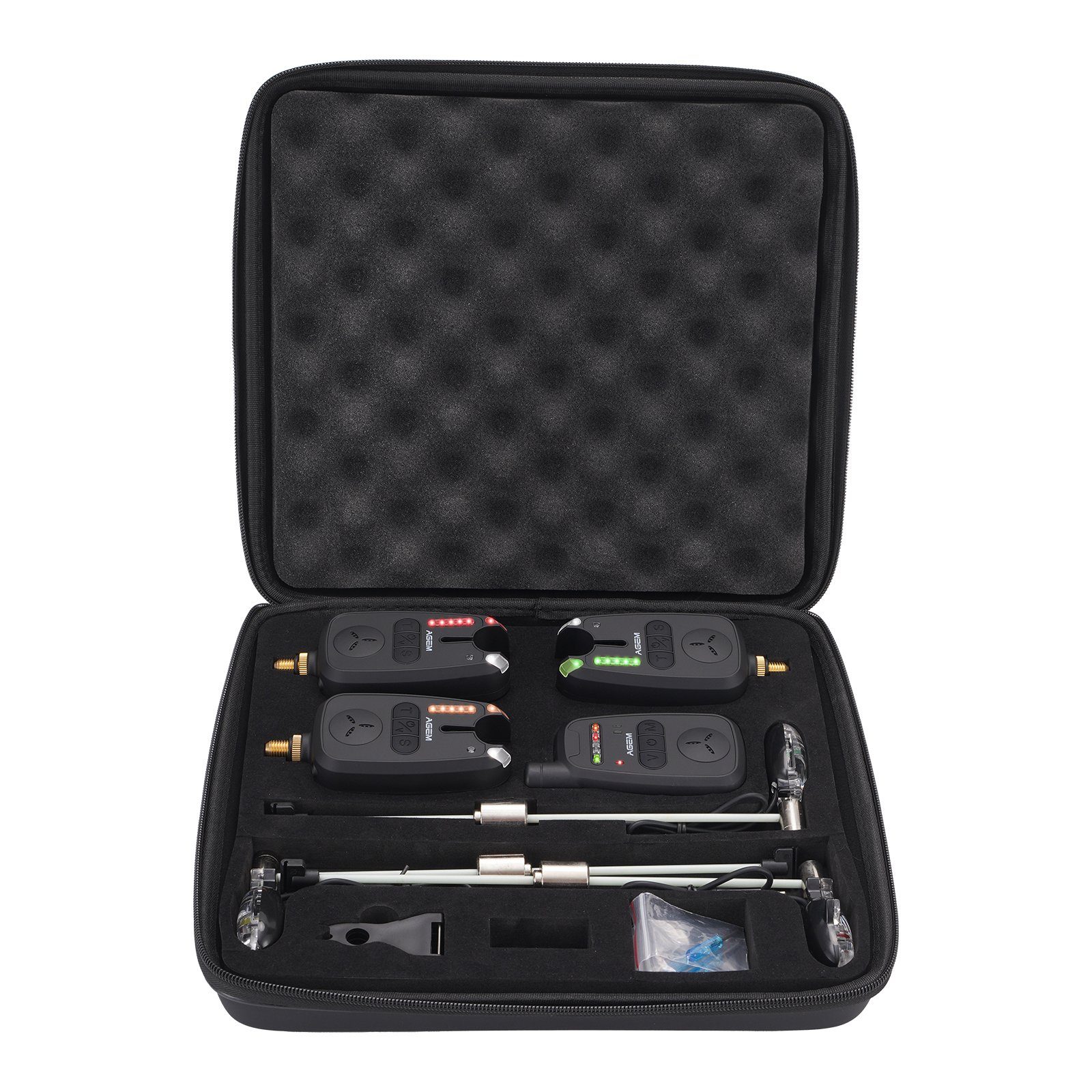 AGEM Bissanzeiger Funk 3+1 Swinger Set Angeln mit LED Wasserdicht Funkbissanzeiger