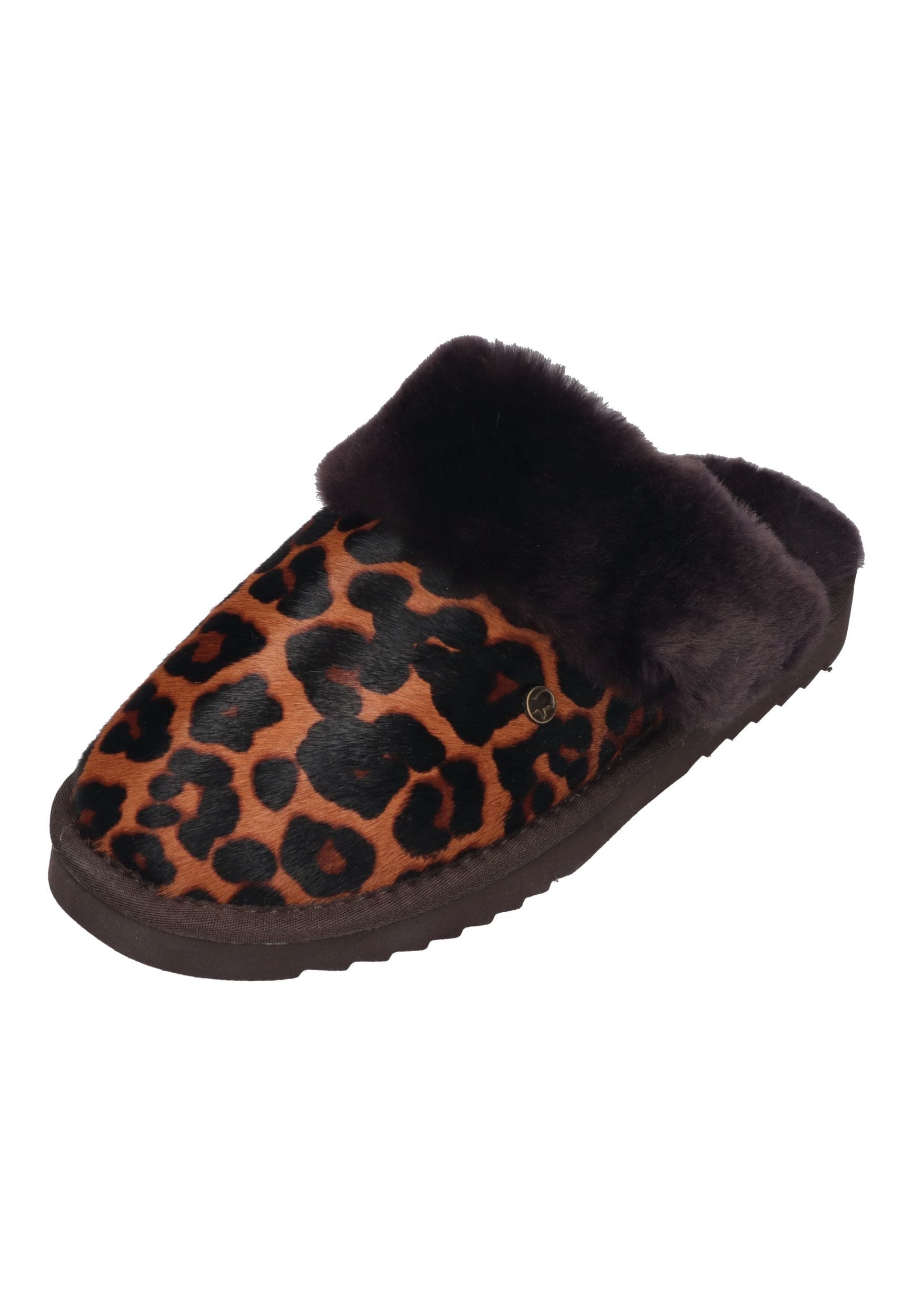 WARMBAT COLLIE PRINT Hausschuh Panther Cognac