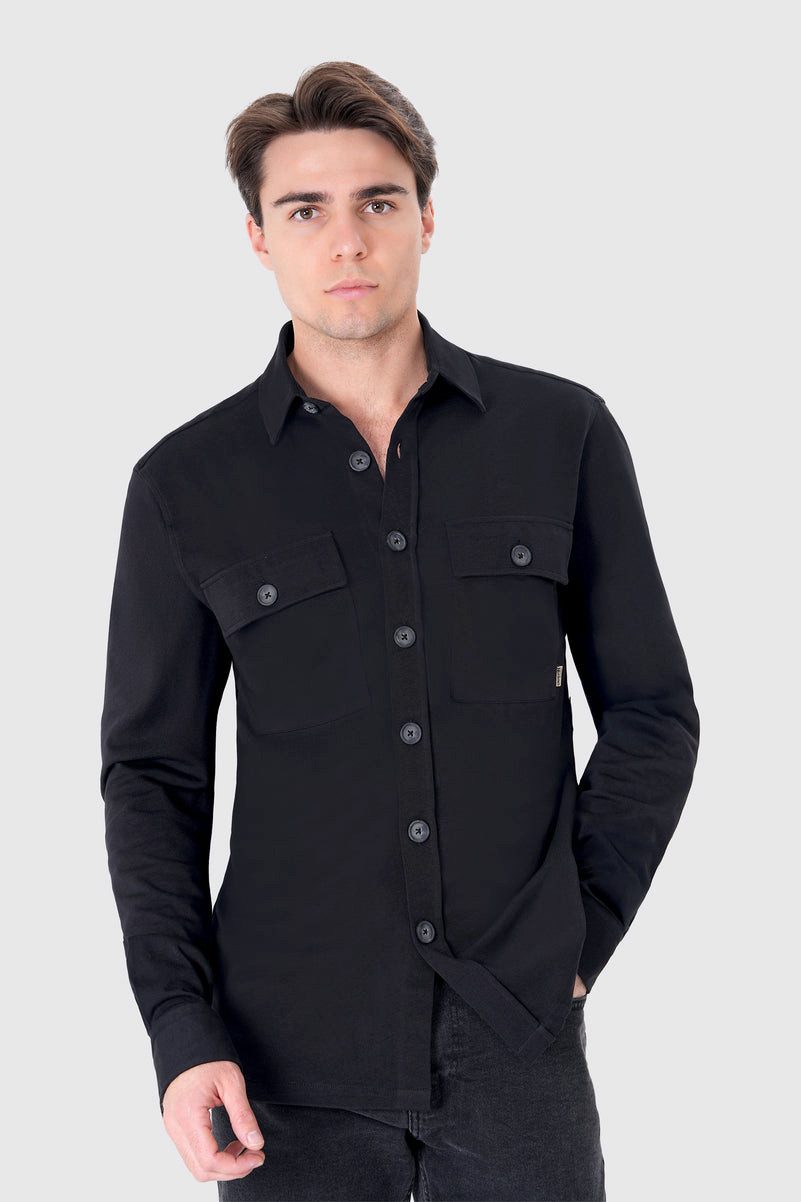 UNIQVIBE Businesshemd Schwarzes Herrenhemd aus 100 % Bio-Baumwolle, Regular Fit, klassische