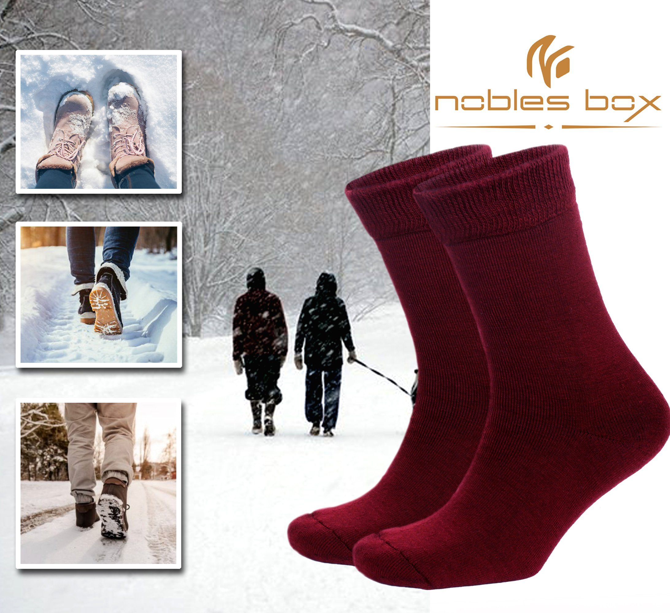 NoblesBox Thermosocken Damen Wintersocken (Beutel, Warme 2-Paar, Damen 37-40 Damen EU Braun Größe) Arbeitssocken Socken