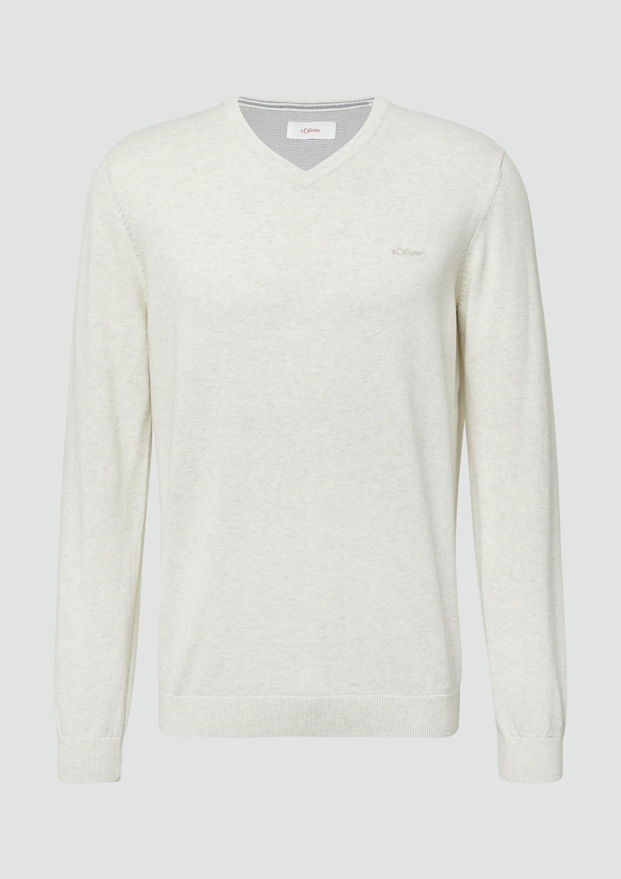 s.Oliver Longpullover Strickpullover Strickpullover mit Logo-Stickerei