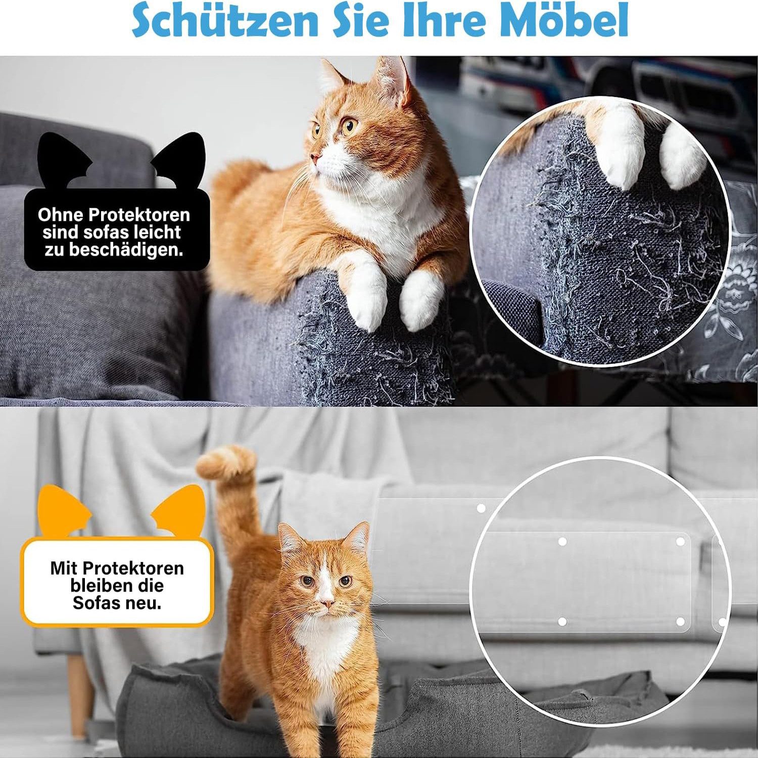 Ledander Kratzmatte Kratzschutz für Möbel, Kratzschutz Sofa Katze Pad, Hunde Kratzschutz für Türen Anti Kratz Folie für Katzenfür Möbel Couch