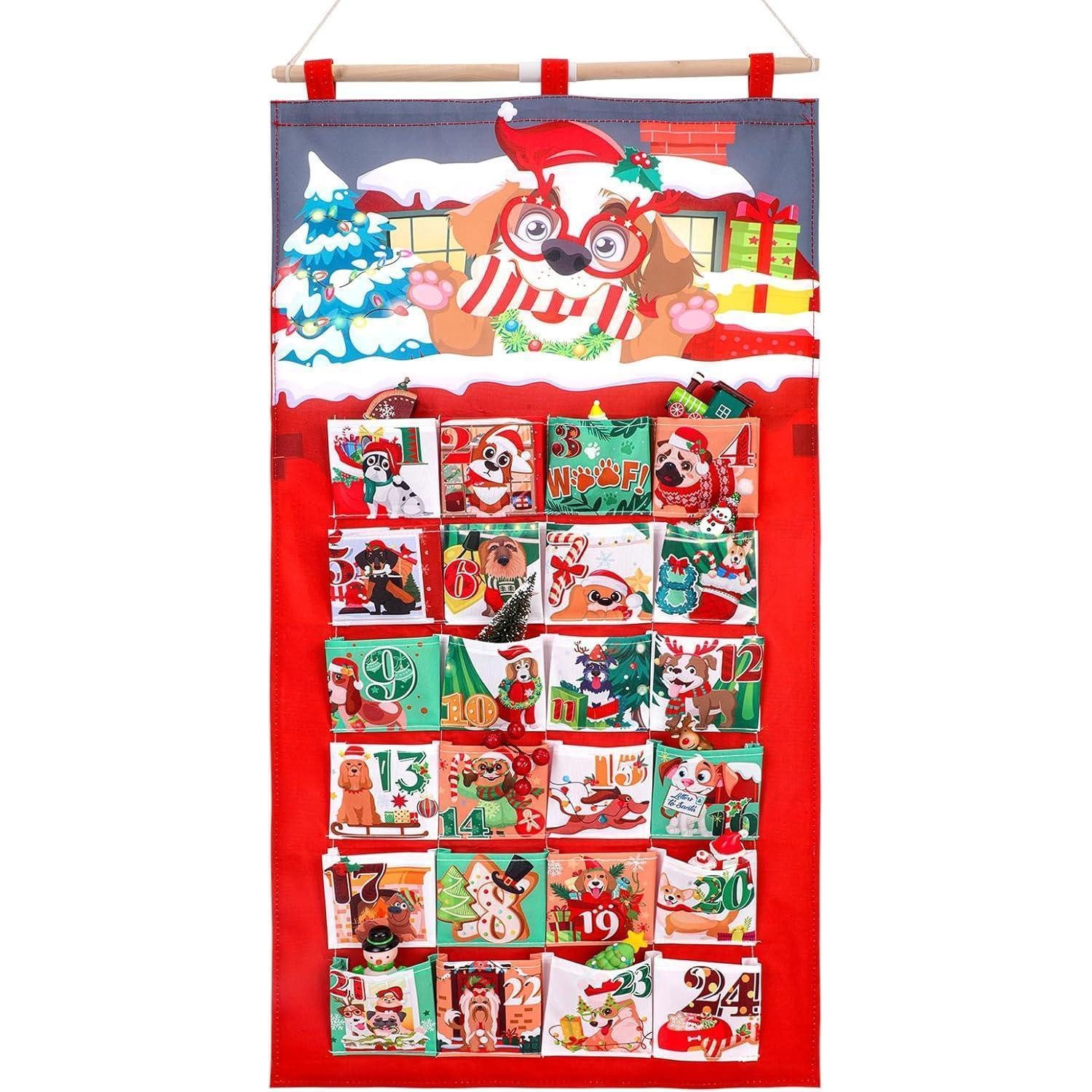 LuxusKollektion Hunde-Adventskalender Adventskalender Hund befüllbar 24 Taschen zum Aufhängen