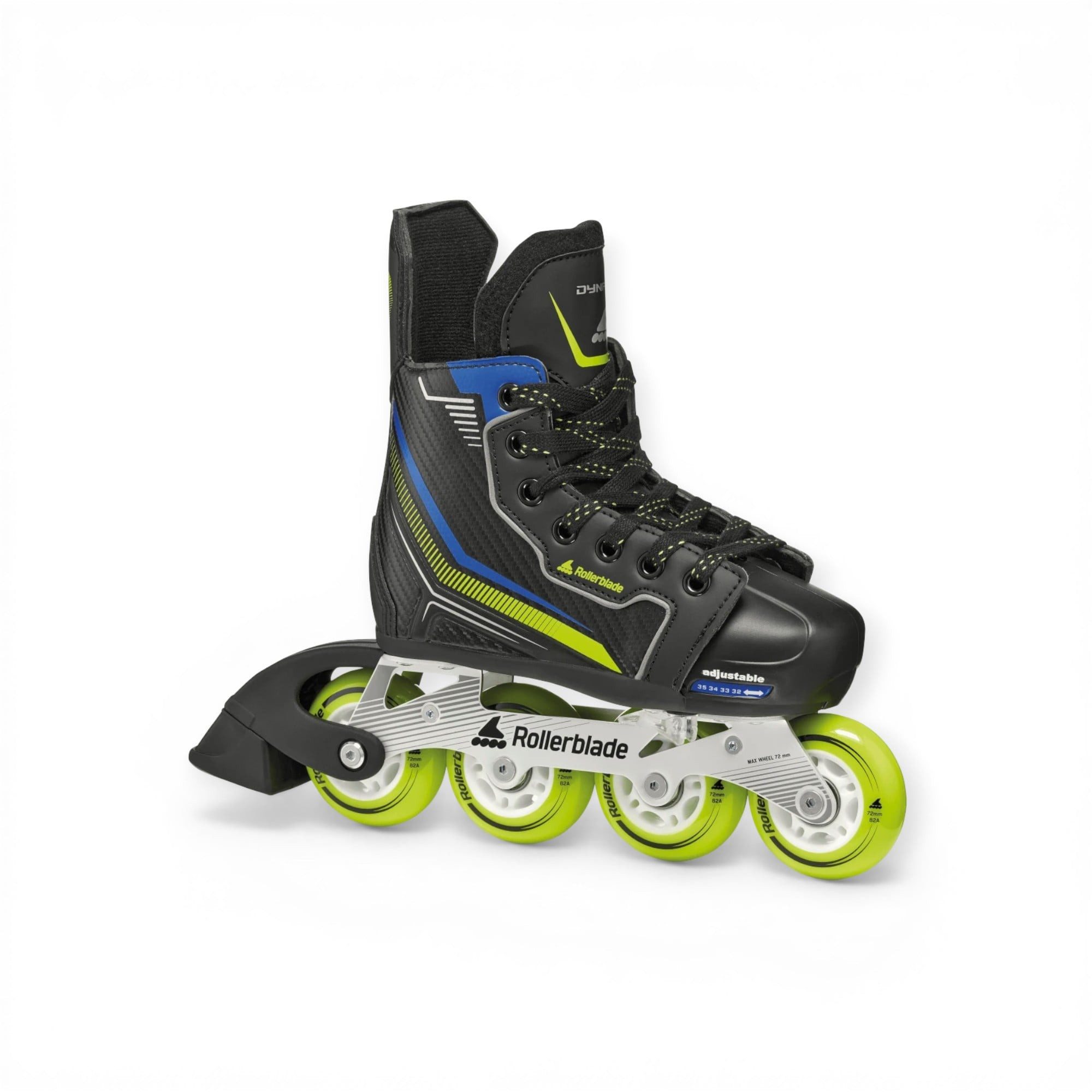 ROLLERBLADE Inlineskates Dynamo (Rollen: 72mm/82A, Kugellager: SG5) schwarz/lime/blau Kinder