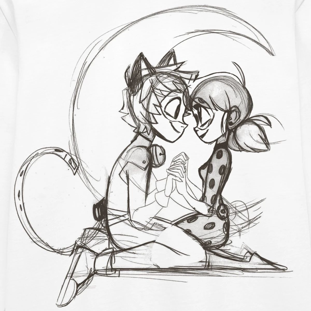 Spreadshirt T-Shirt Miraculous Ladybug Und Cat Noir Zeichnung Kinder Premium Langarmshirt (1-tlg)