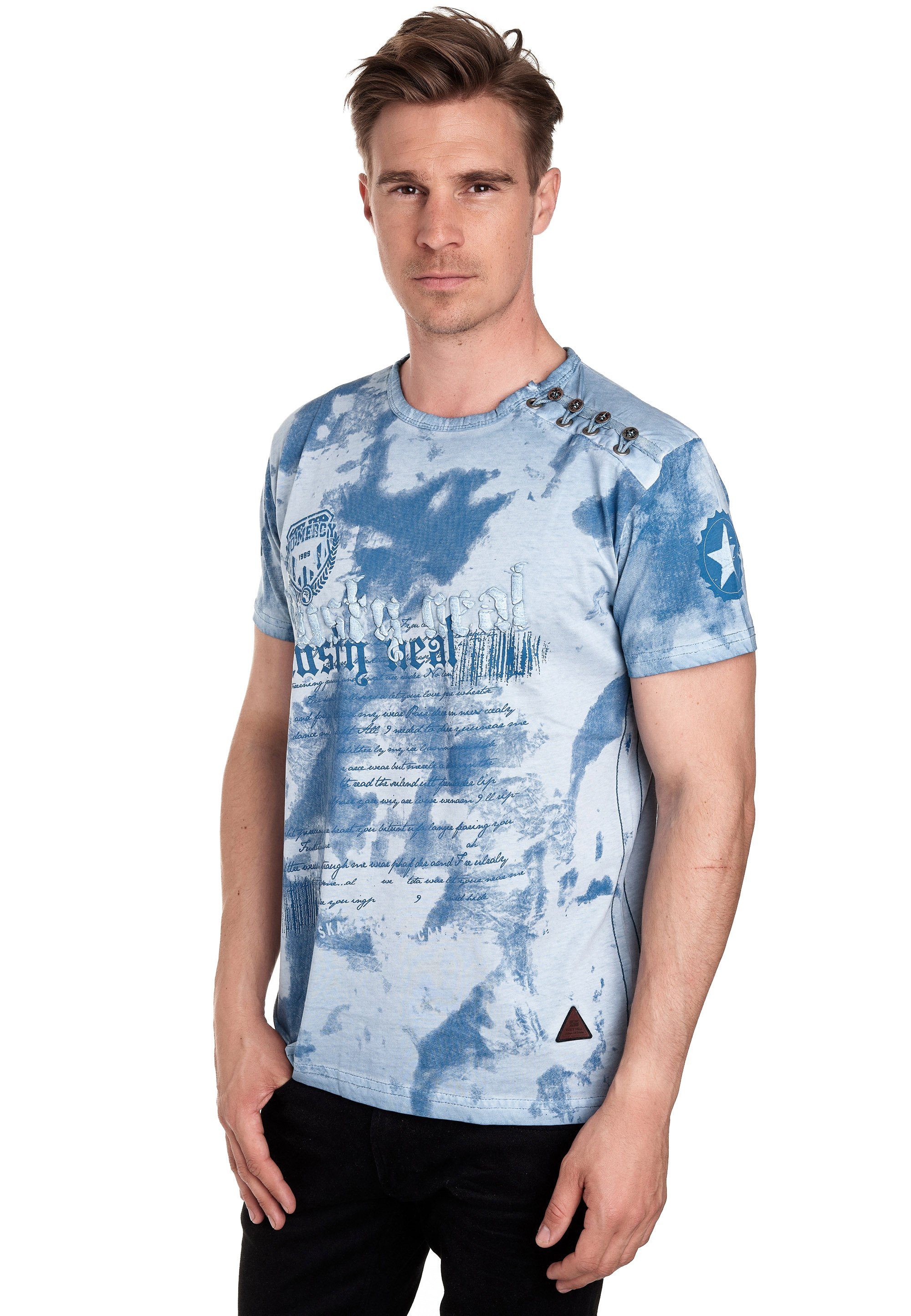 Rusty Neal T-Shirt in tollem Batik-Design