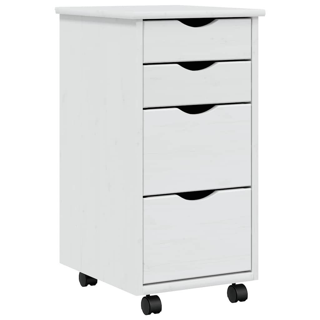 vidaXL Rollcontainer Rollschrank mit Schubladen MOSS Weiß Massivholz Kiefer, (1 St)