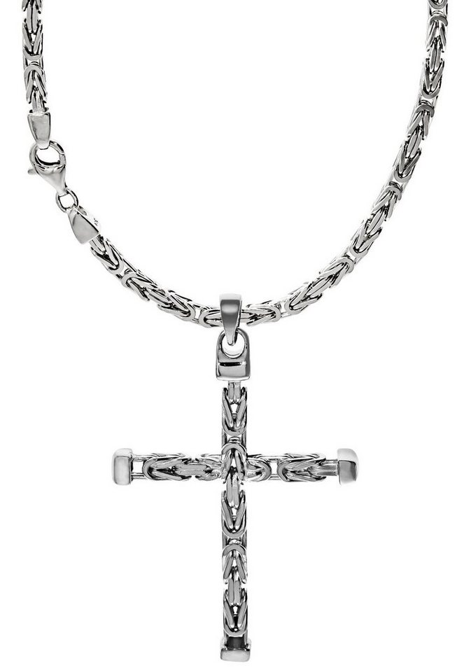 Firetti Kette mit Anhänger Schmuck Geschenk Silber 925 Halsschmuck  Halskette 4-kant Königskette, zu Hoodie, Shirt, Jeans, Sneaker! Anlass  Geburtstag Weihnachten, Symbolträchtiger Anhänger »Kreuz« lässt Kette zum  Blickfang werden