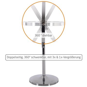 Raburg Kosmetikspiegel Nika oder Niki mit oder ohne LED-Licht, 3x/1x Vergrößerung (18 cm Ø oder 17 cm Ø, doppelseitig, 360), 32 cm, Gesichts- & Bartpflege, Schminken/Make-up, Augenbrauen zupfen