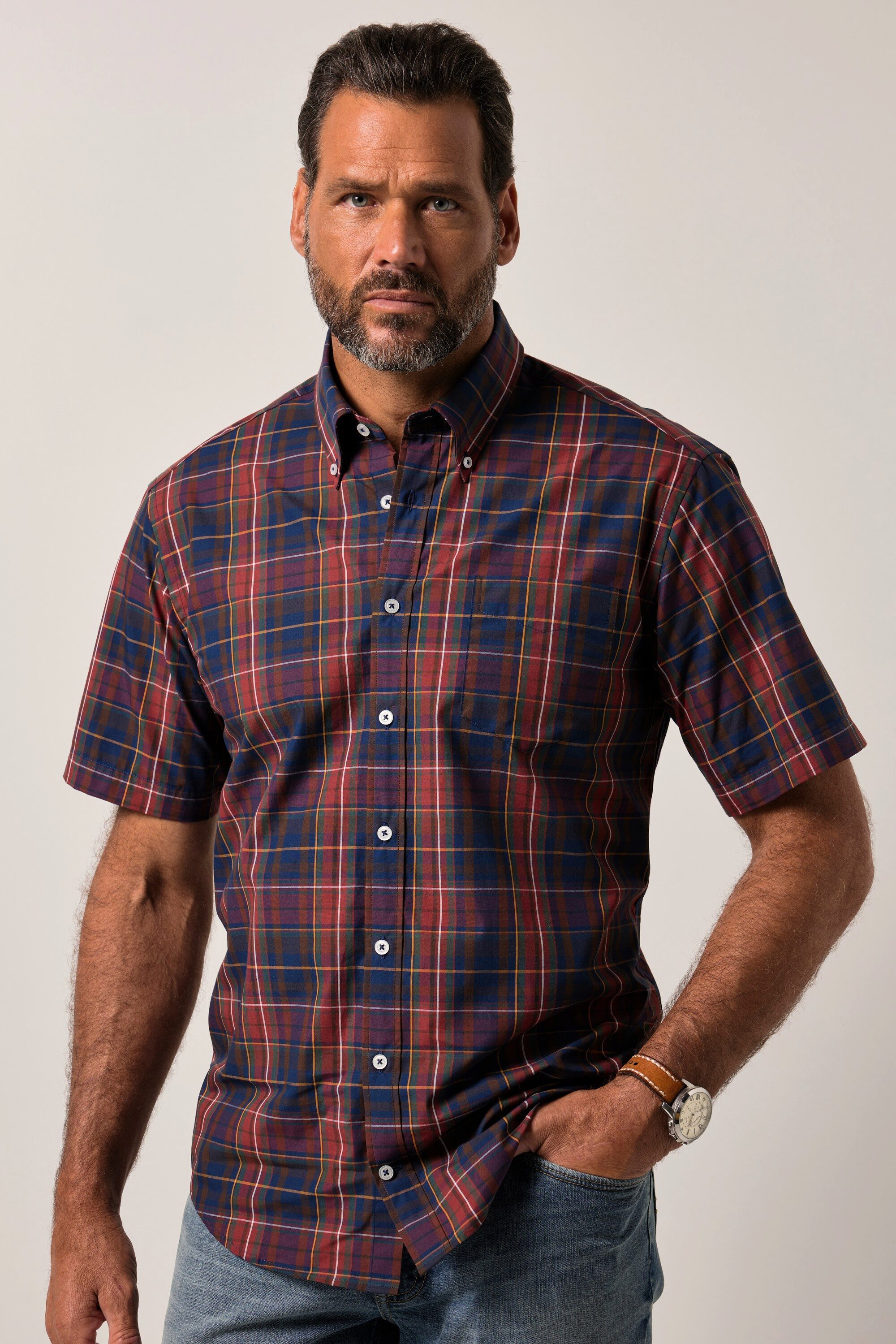 JP1880 Kurzarmhemd JP1880 Karohemd Halbarm Buttondown-Kragen günstig online kaufen