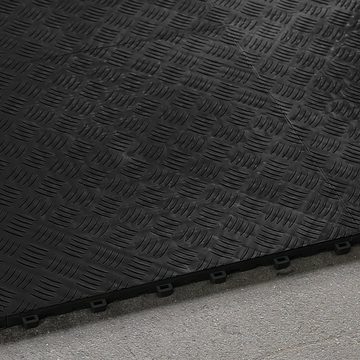 RAMROXX Bodenfliese Klickfliesen Riffelblech Look Boden Garage Floor 15,68m² Schwarz Grau, schwarz grau