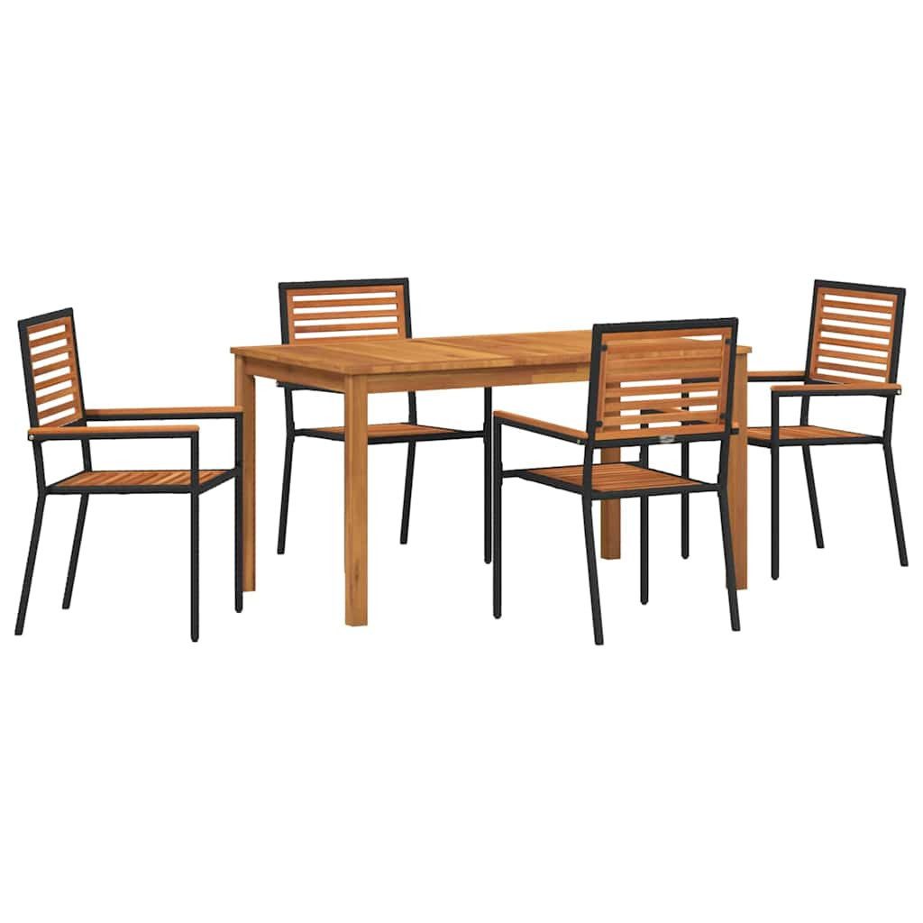 Gartenlounge-Set Garten Essgruppe 5 pcs Schwarz Massivholz