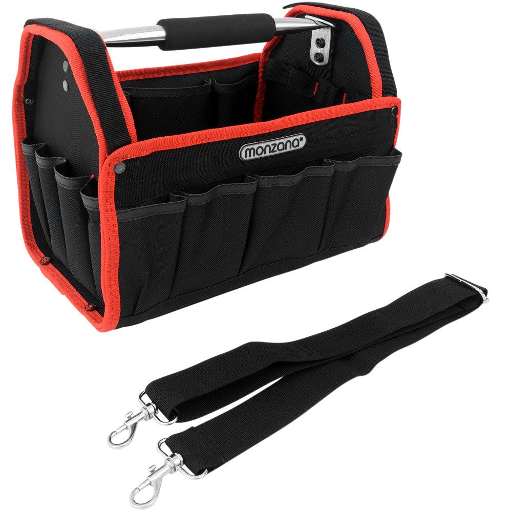 monzana Werkzeugtasche, Werkzeugbox Montagetasche 33cm 6 Innen und 13 Außentaschen Werkzeugbox