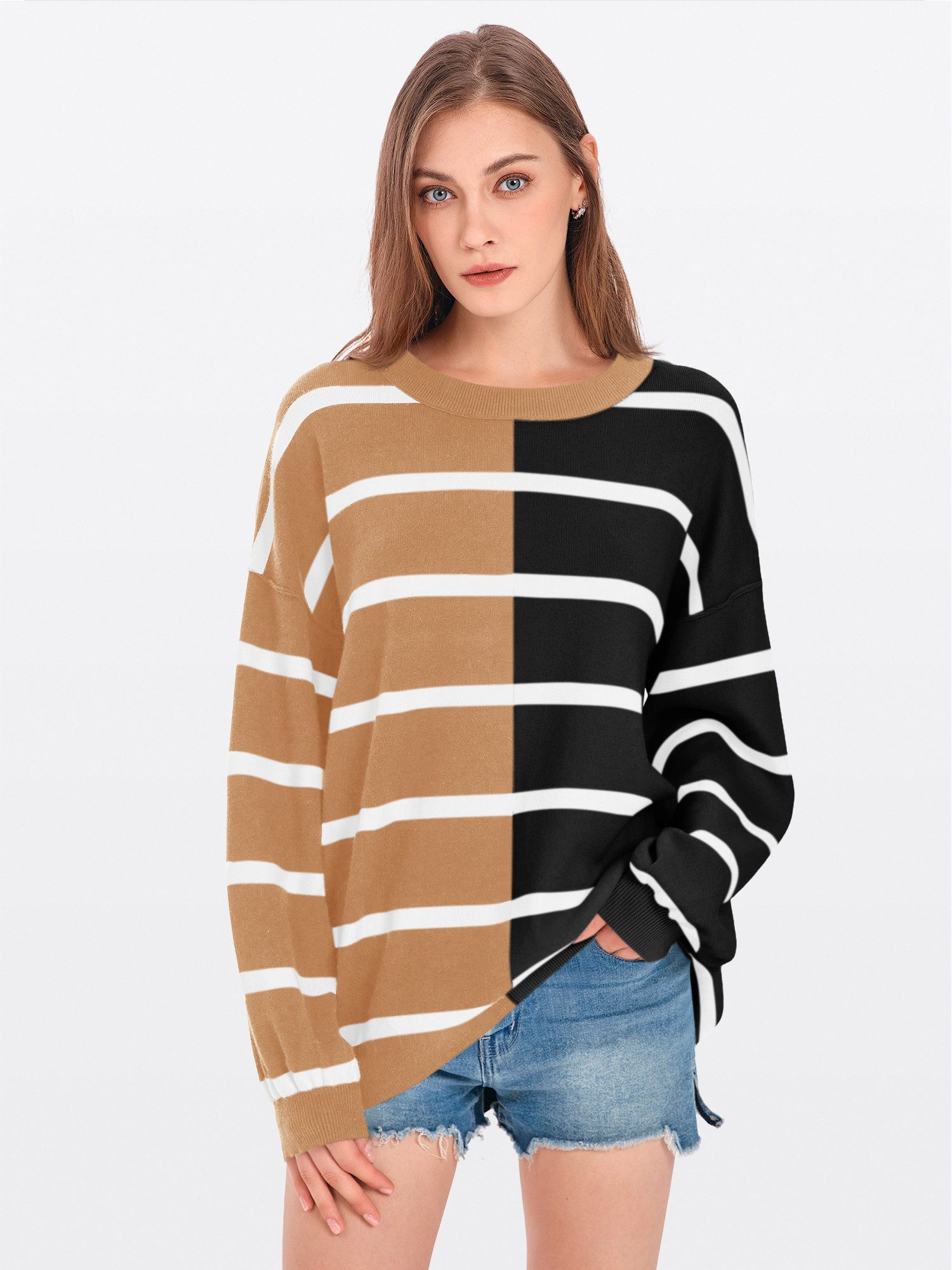 Imily Bela Sweater Damen Gestreifter Pullover (Packung, 1-tlg., 1per-Pack) günstig online kaufen