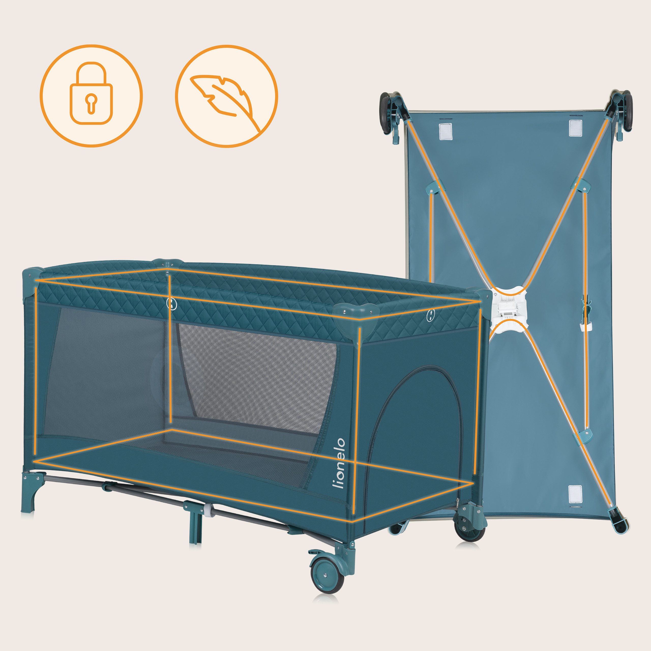 lionelo Baby-Reisebett FLOWER, 4in1:Laufstall Baby, Wickeltisch, Zwei Matra günstig online kaufen