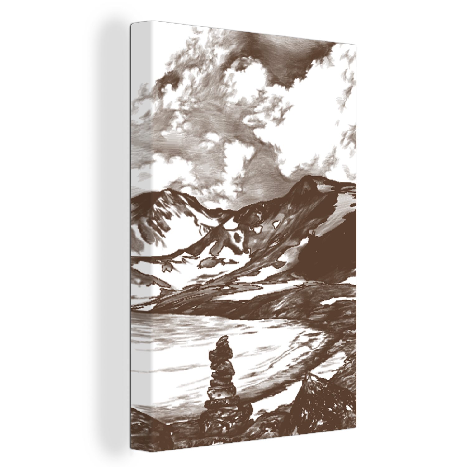 OneMillionCanvasses® Leinwandbild Berg - Meer - Himmel, (1 St), Leinwandbild fertig bespannt inkl. Zackenaufhänger, Gemälde, 20x30 cm