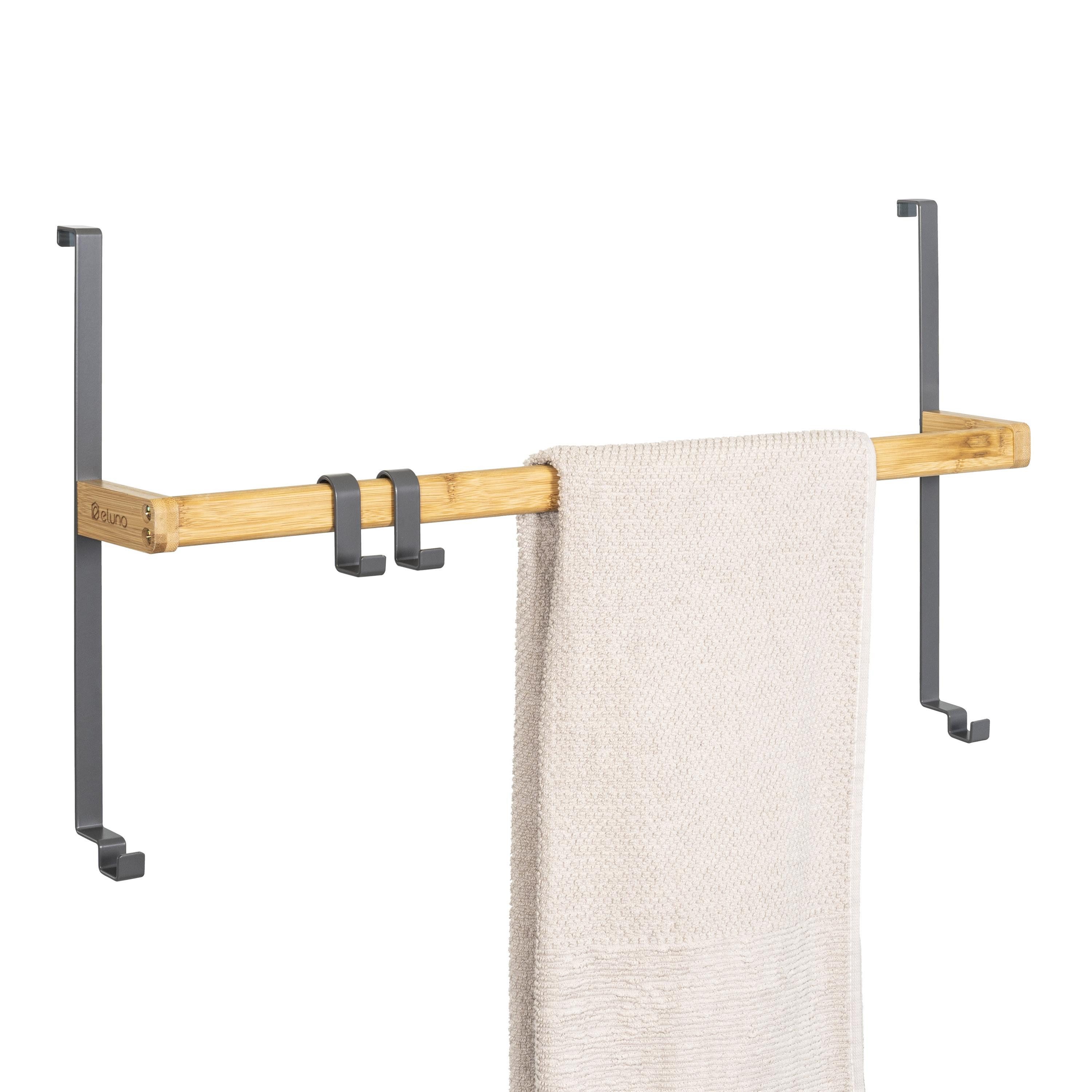 eluno Türregal aus Metall und Bambus, 1 Handtuchstange, 2 Haken