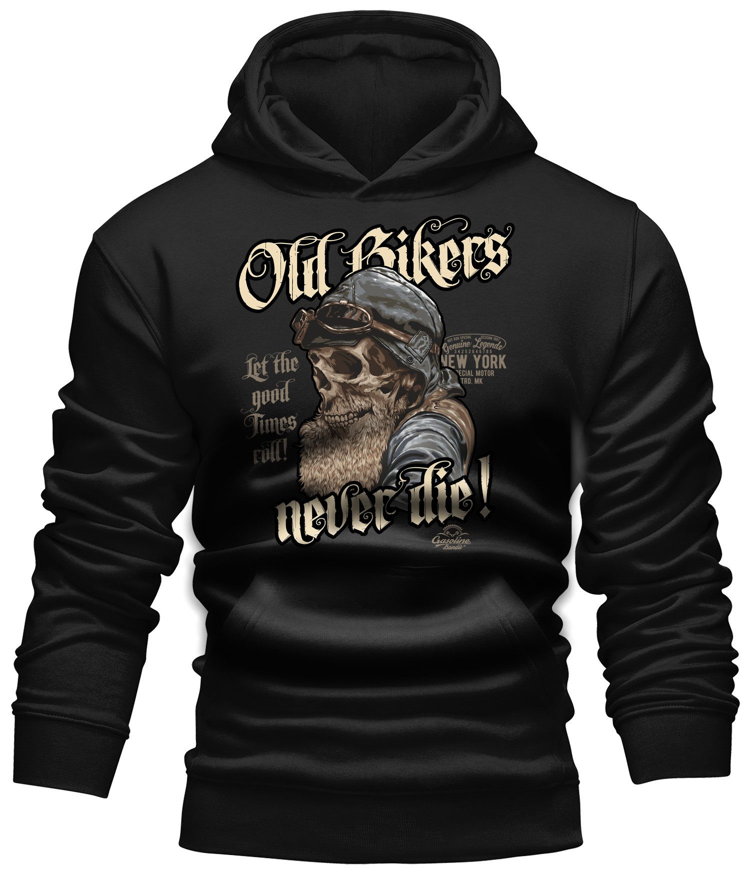GASOLINE BANDIT® Kapuzensweatshirt für Biker, Motorradfahrer: Old Bikers never die!