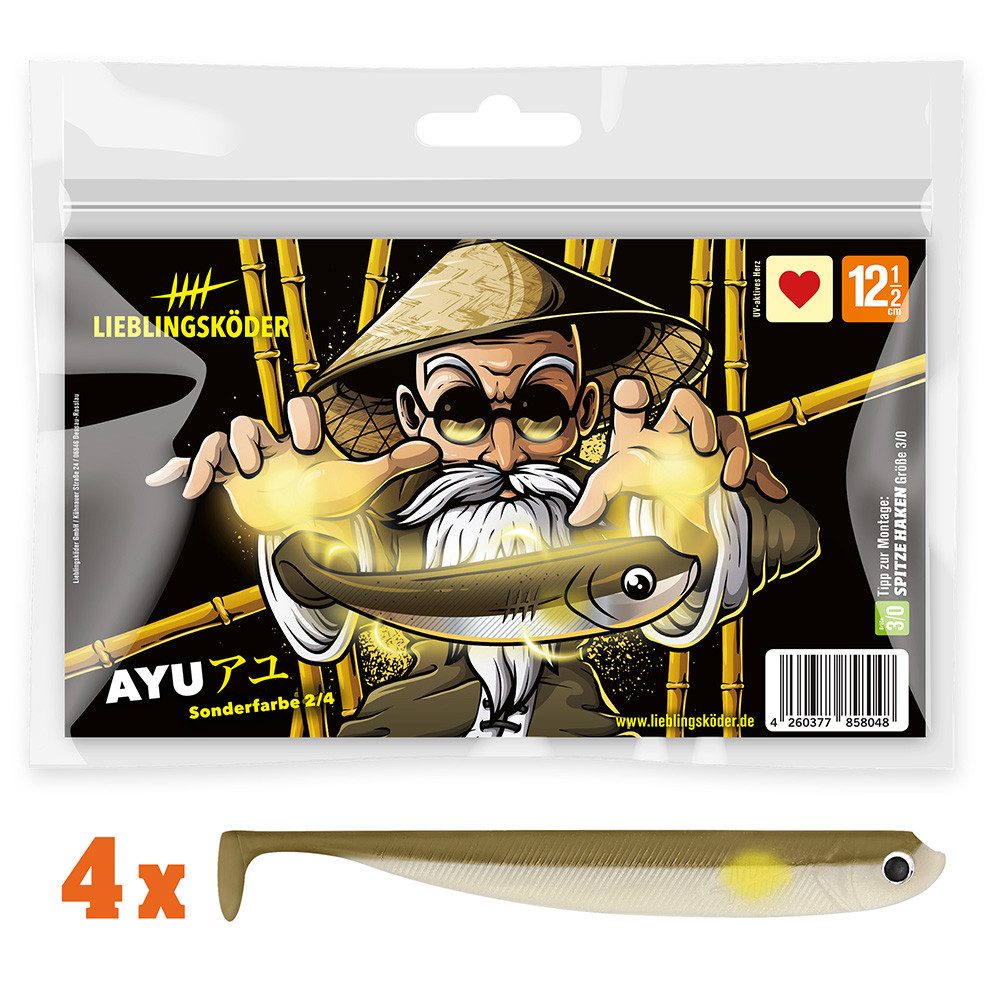 Lieblingsköder Kunstköder 4 Lieblingsköder Gummifische zum Zanderangeln mit Gummifisch 12,5 cm, (1-St)