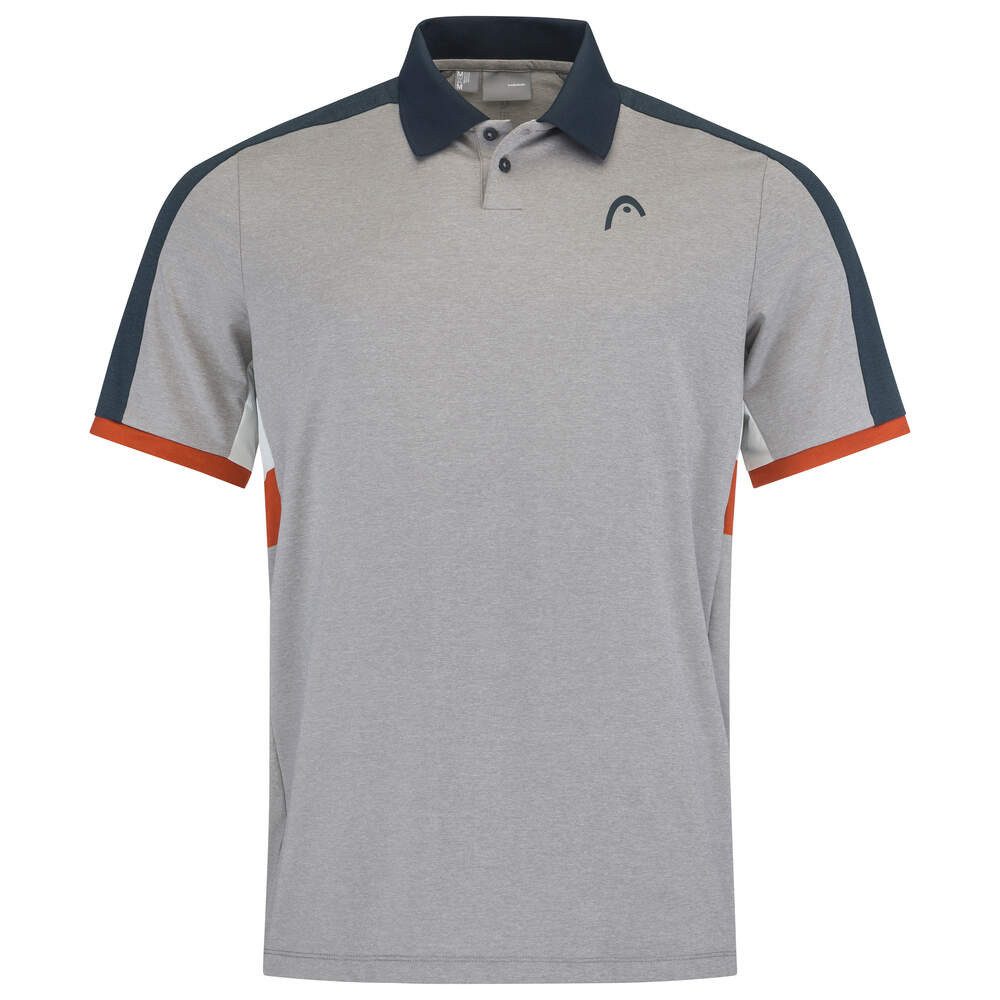 Poloshirt Tennis-Padel Tech (atmungsaktiv, schnell trocknend) hellgrau/orange