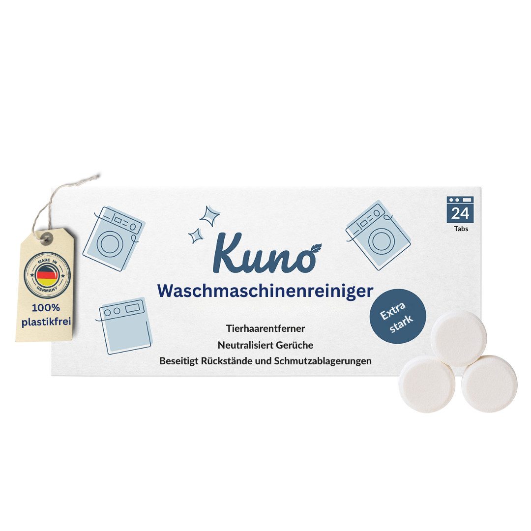 Kuno Kuno Waschmaschinenreiniger – Stark gegen Geruch, Kalk & Tierhaare Waschmaschinenpflege (24 Tabs Maschinenreiniger Waschmaschinenreiniger Spülmaschinenreiniger)