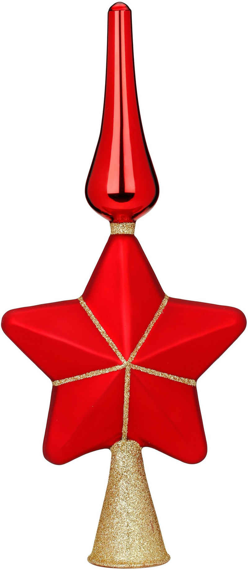 MAGIC by Inge Christbaumspitze Merry Red, Weihnachtsdeko rot, Christbaumschmuck (1-tlg), mit Stern, Höhe ca. 29 cm