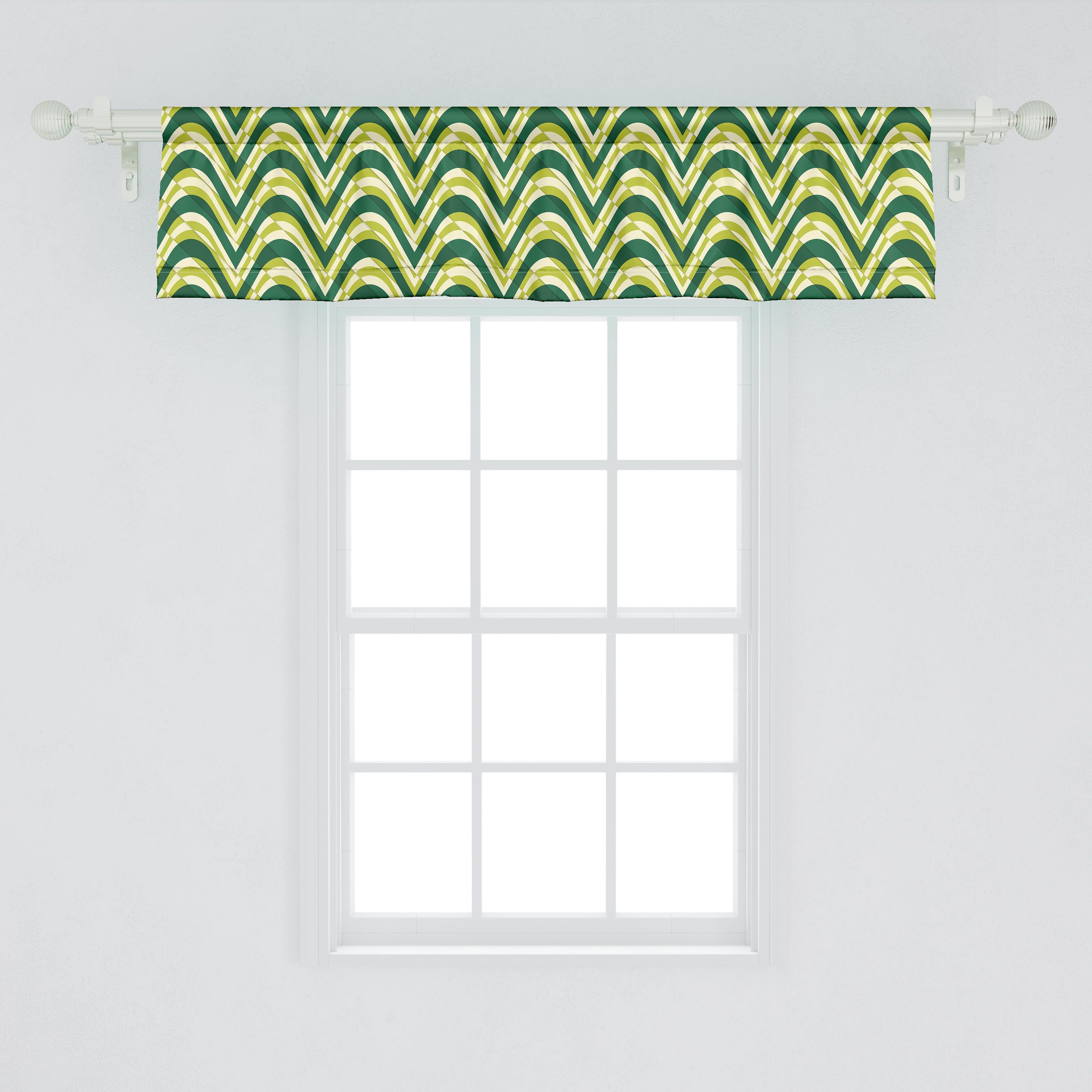 Natur Dekor Scheibengardine Vorhang Formen Abstrakt Abakuhaus, tonte Volant mit Kurvige für Schlafzimmer Küche Microfaser, Stangentasche,