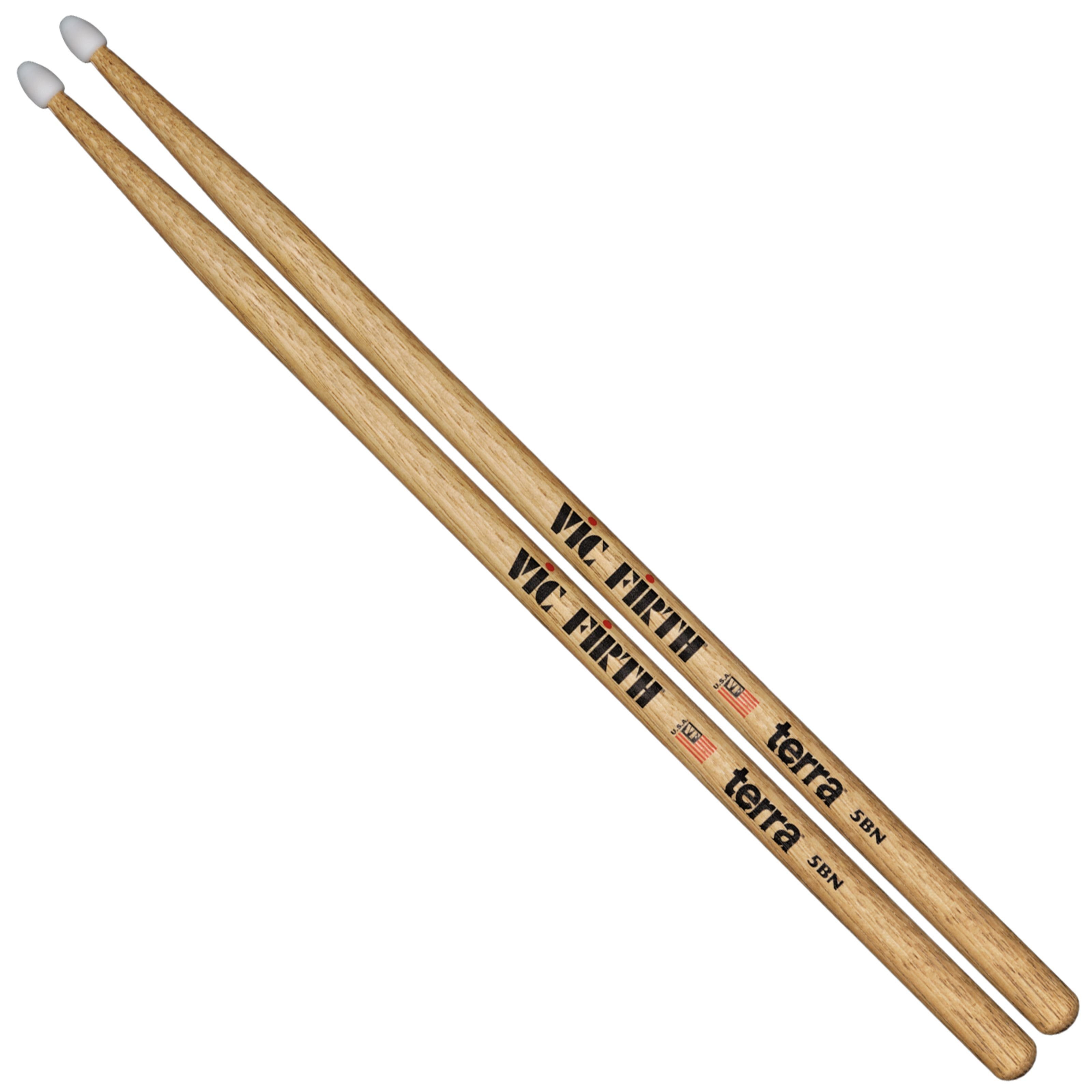 Vic-Firth Drumsticks (Sticks, Beater und Mallets, Drumsticks Nylontip), Terra 5BN Hickory Sticks Nylon - Drumsticks