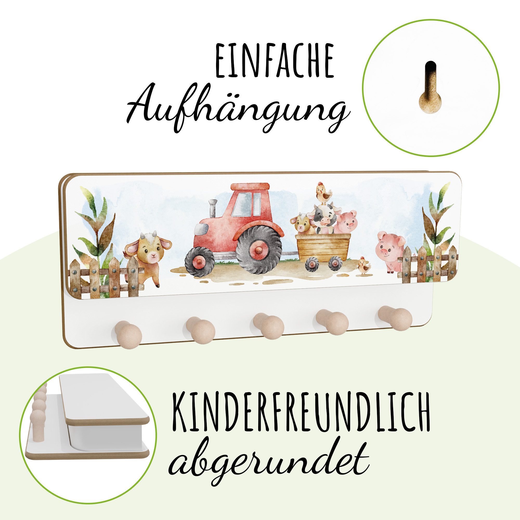 Holzura Kinderregal Kindergarderobe aus Holz mit Ablage und magnethaftendem Rahmen. – Bild 5 von 5