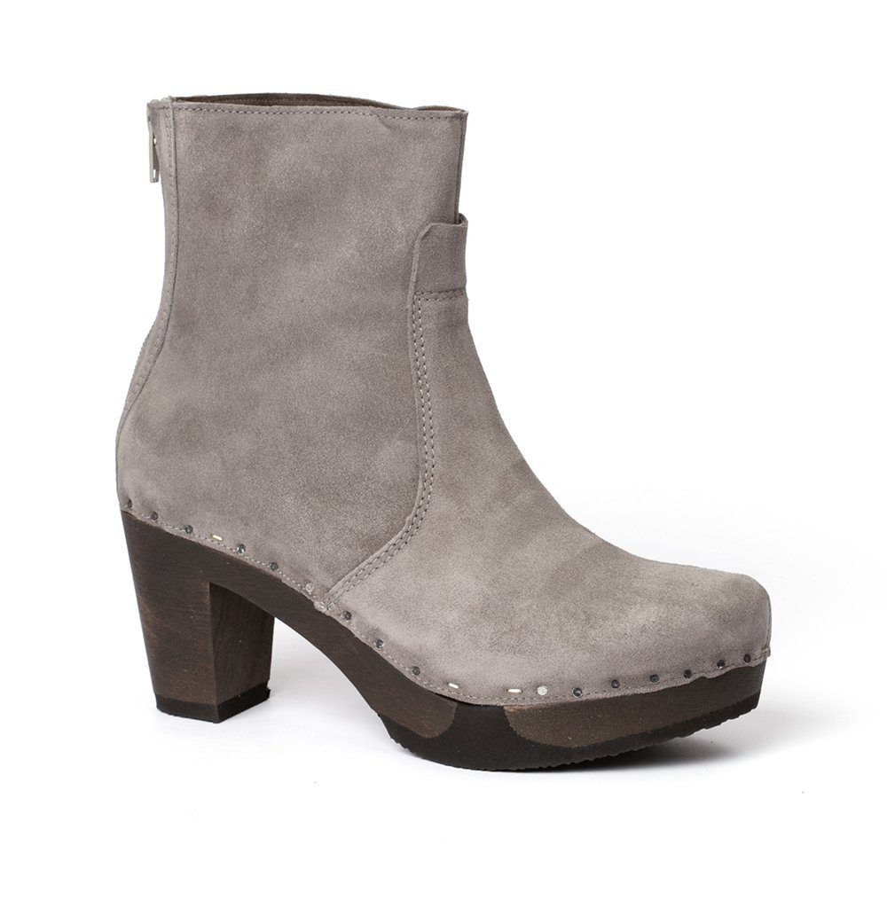 FRANKA Kaschmir grau (dunkel), Winter, Holz, Clogs, Damen, bequem Stiefelette