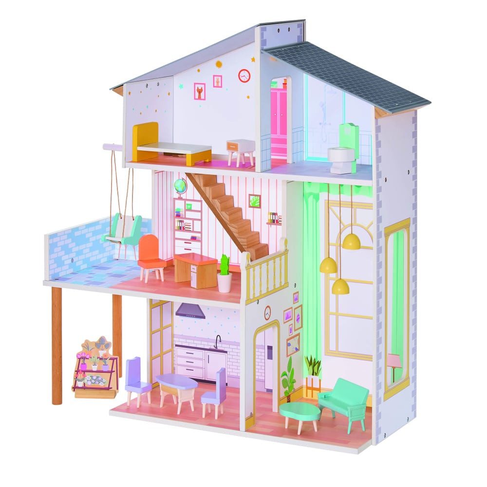 Besttoy Kuscheltier Holz Puppenhaus - 3-stöckig