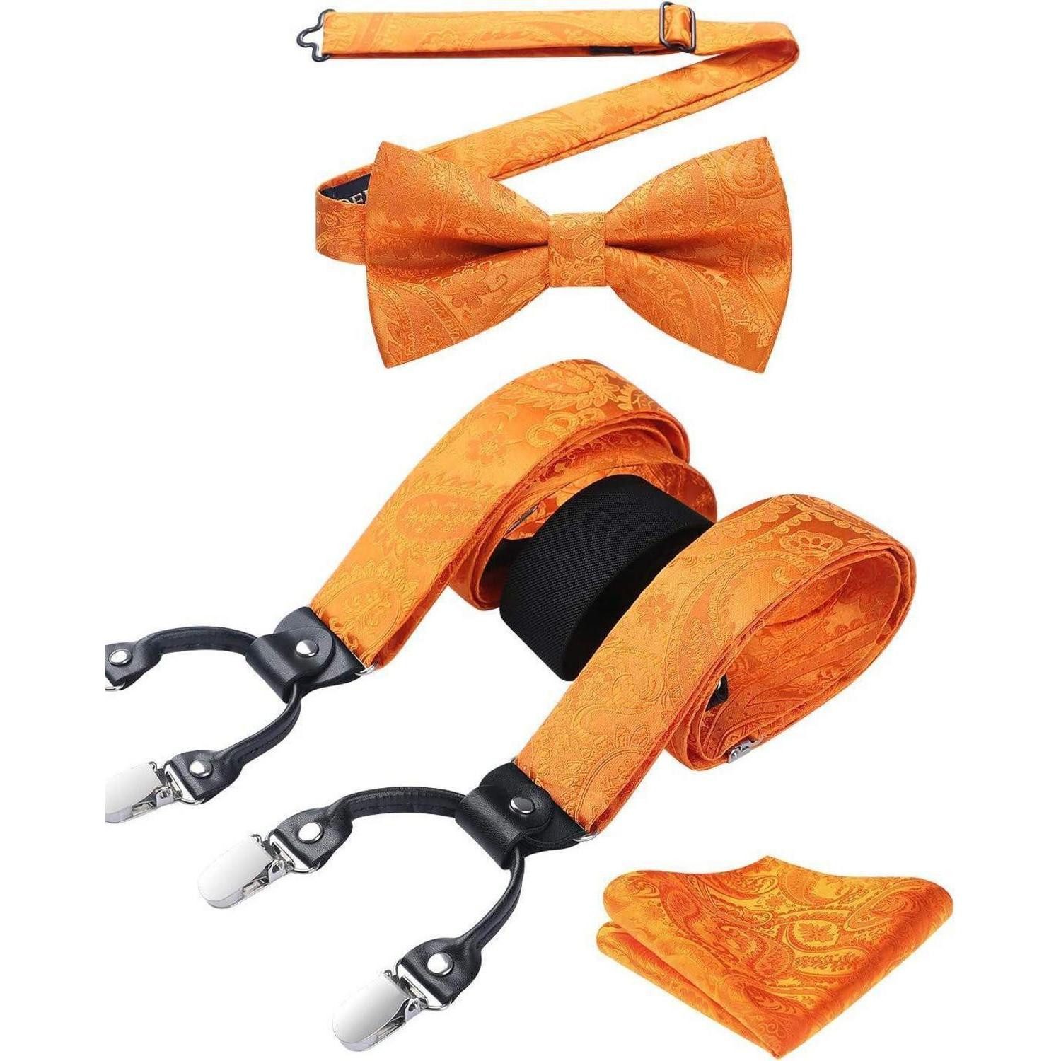 LuxusKollektion Hosenträger Hosenträger Herren 35mm 6 Clips YForm Einheitsgröße Orange Paisley
