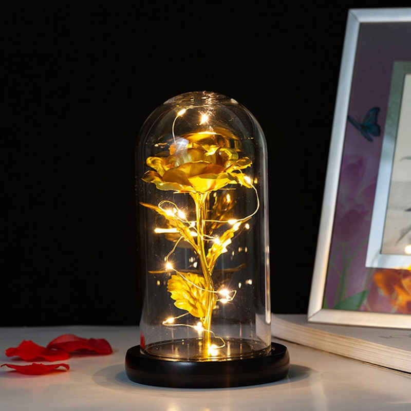 Kunstblume »Konservierte Rose mit LED-Licht und Glasabdeckung«, MAGICSHE