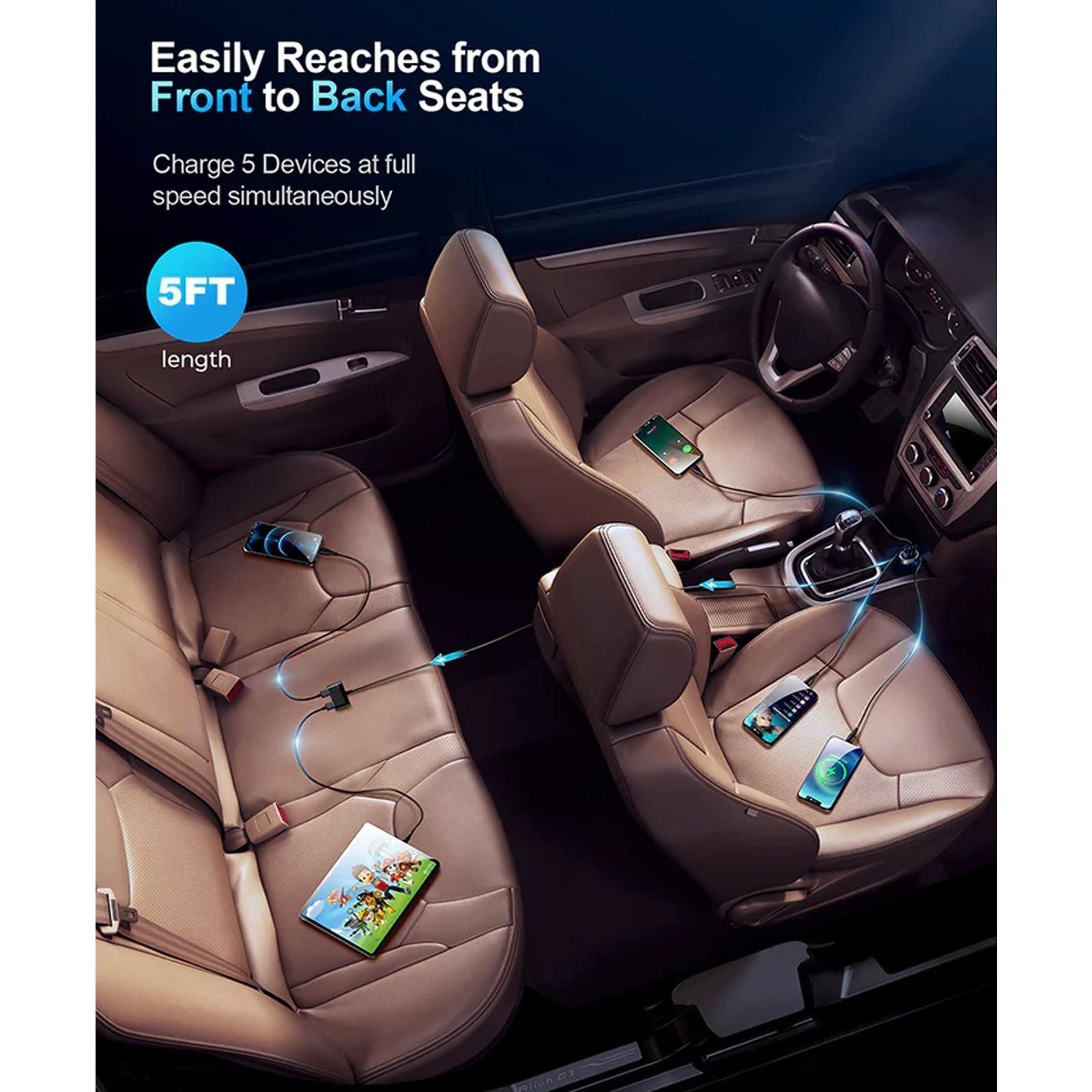 JOYROOM JR-CL03 Kfz Multi Smartphone-Ladegerät (6200 mA, 12V 24V KFZ USB Zigarettenanzünder Mehrfachstecker 5x USB Verteiler)