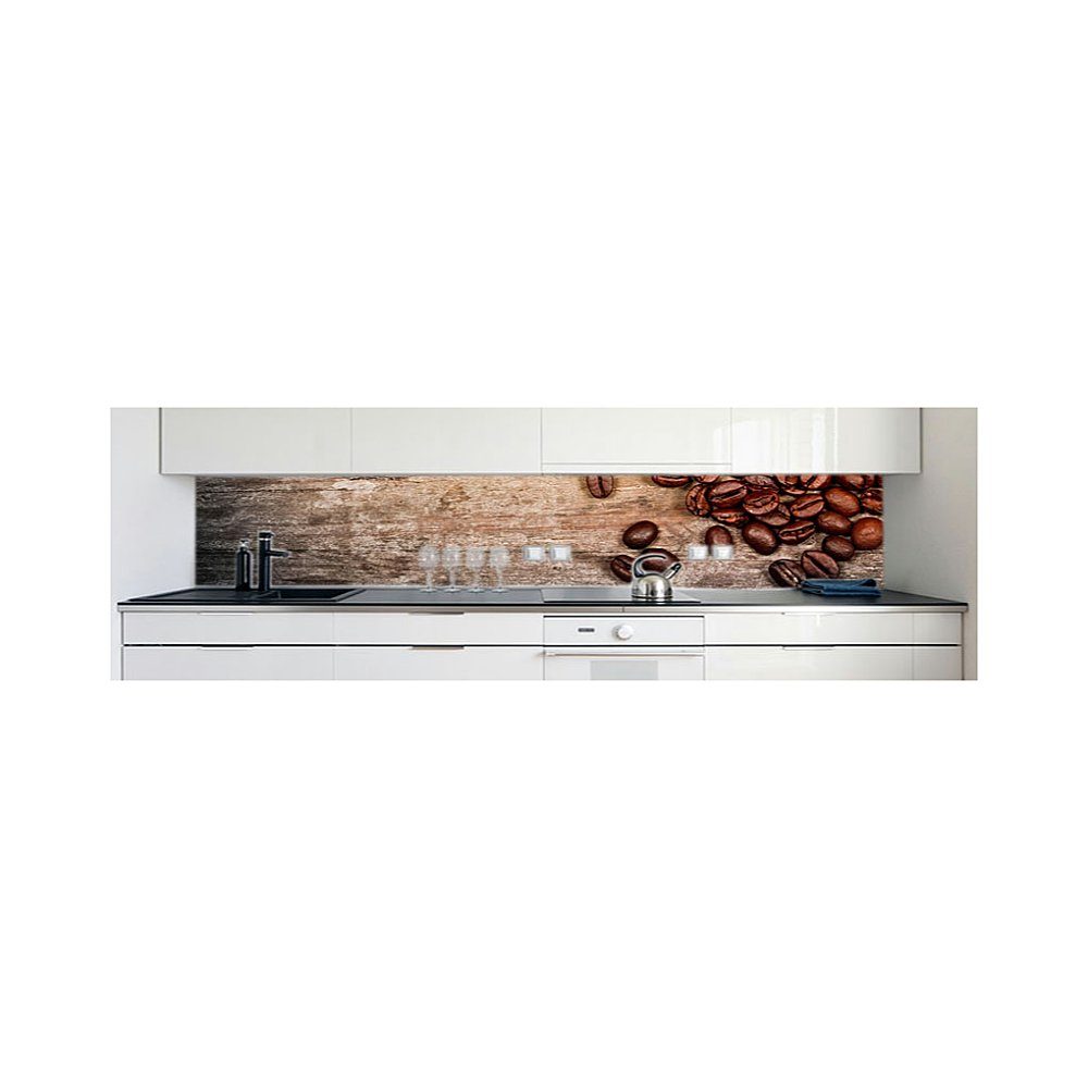 DRUCK-EXPERT Küchenrückwand Bohnen 0,4 selbstklebend Kaffee Premium mm Küchenrückwand Hart-PVC