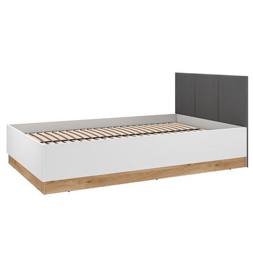 Lomadox Jugendzimmer-Set TIMARU-131, (Sparset, 5-tlg), in weiß mit Eiche und grau, 120cm Bett