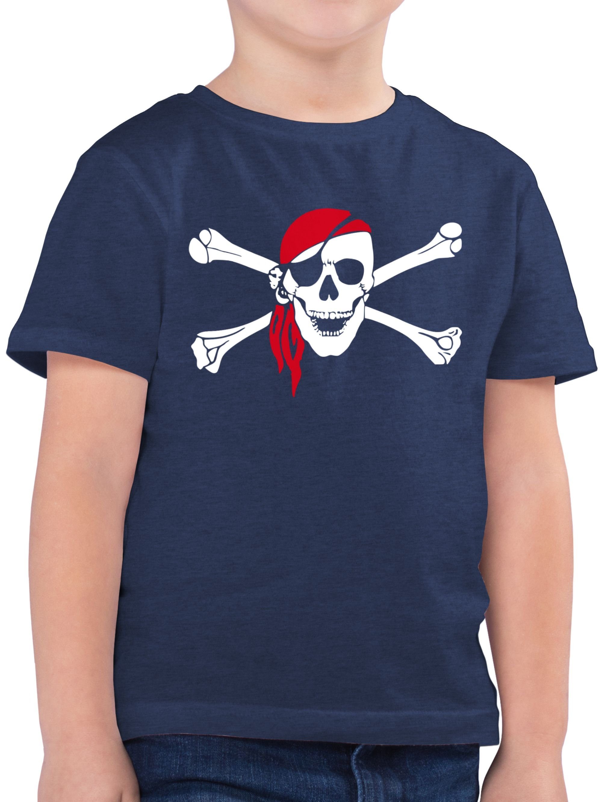 Shirtracer T-Shirt Totenkopf Pirat Kopftuch Kindermotive 3 Dunkelblau Meliert