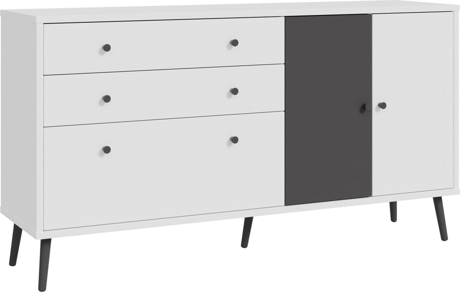 FORTE Sideboard Harllson EasyKlix by Forte, die neue geniale Art Möbel aufzubauen Weiß/Uni Wolfram Grau