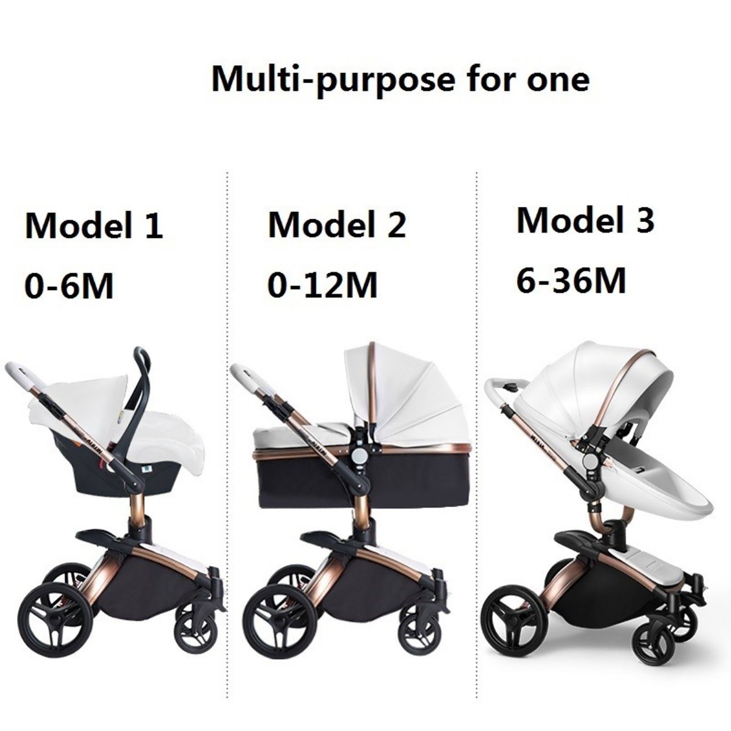 TPFFamily Kombi-Kinderwagen Babyschale Baby, Buggy Babywanne Kinderwagen 3 in 1 inkl. Stauraum Kunstleder Schwarz