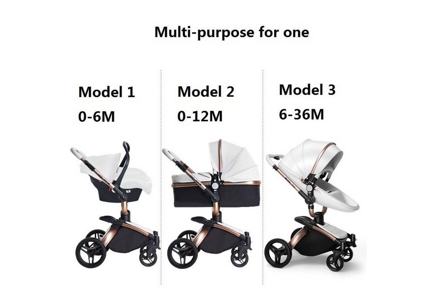 Thumbnail - TPFLiving Kombi-Kinderwagen Babyschale Baby, Buggy Babywanne Kinderwagen 3 in 1 inkl. Stauraum Kunstleder Rosa