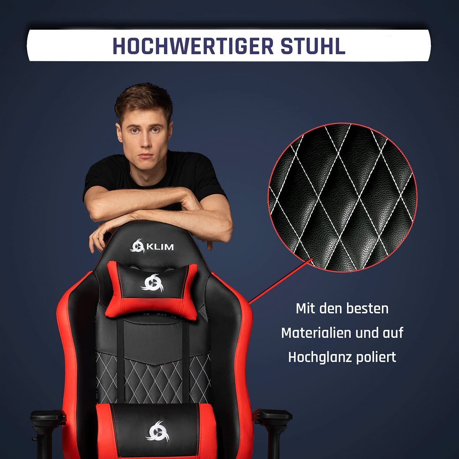 Stuhl  Ergonomischer Chair Qualität, Stylischer Gaming Gaming Hochwertige Stuhl, Esports fürs Arbeitszimmer Stuhl, Rot KLIM