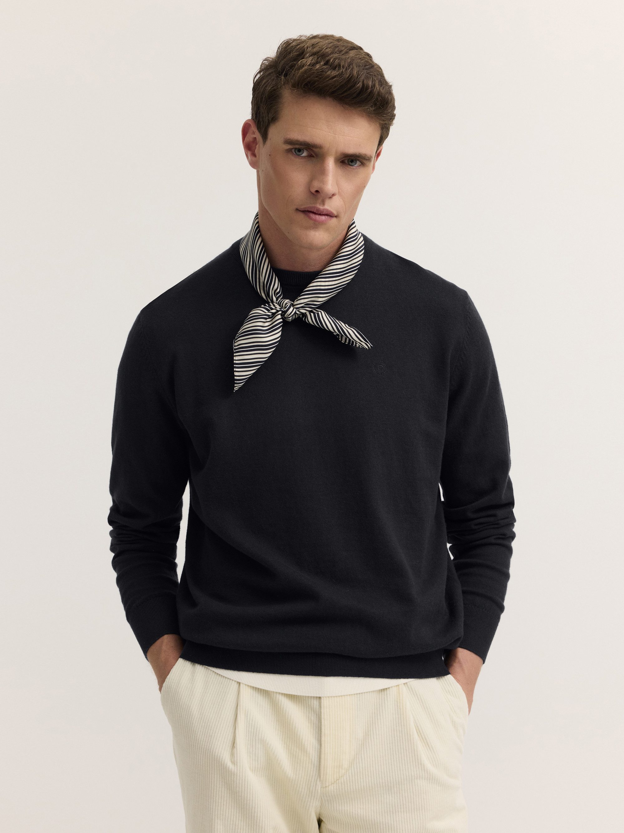 bugatti Rundhalspullover Regular Fit Regular Fit Baumwolle-Kaschmir Rundhals