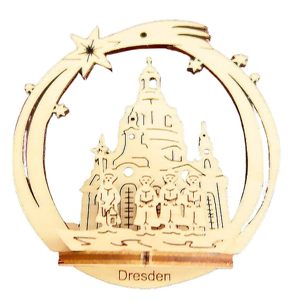 DeColibri Christbaumschmuck Weihnachtsbaumschmuck Holz Dresdner Frauenkirche Dresden, Baumbehang, Holzkunst aus Sachsen