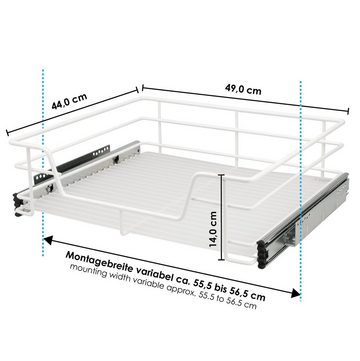 bremermann Schubkasteneinsatz Teleskopschublade für 60 cm Schrank mit Einlegeboden Küchenschublade
