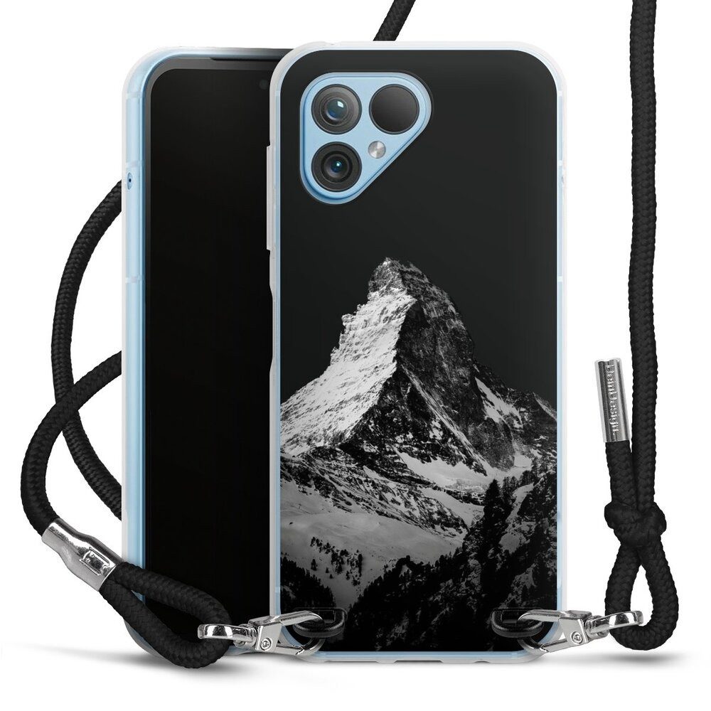 DeinDesign Handyhülle Berg Schnee Alpspitze Snow Capped Mountains Grayscale, Fairphone 5 Handykette Hülle mit Band Case zum Umhängen