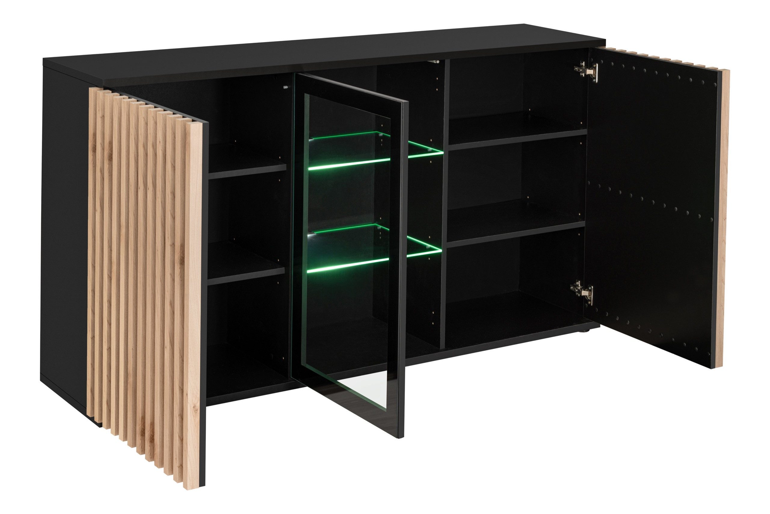 ASM-Moebel Kommode Anrichte CAMERON ZHJ mit Lamellen Led B. und Push-Click System, Mit Led Beleuchtung, Push-Click System und Lamellen – Bild 4 von 5