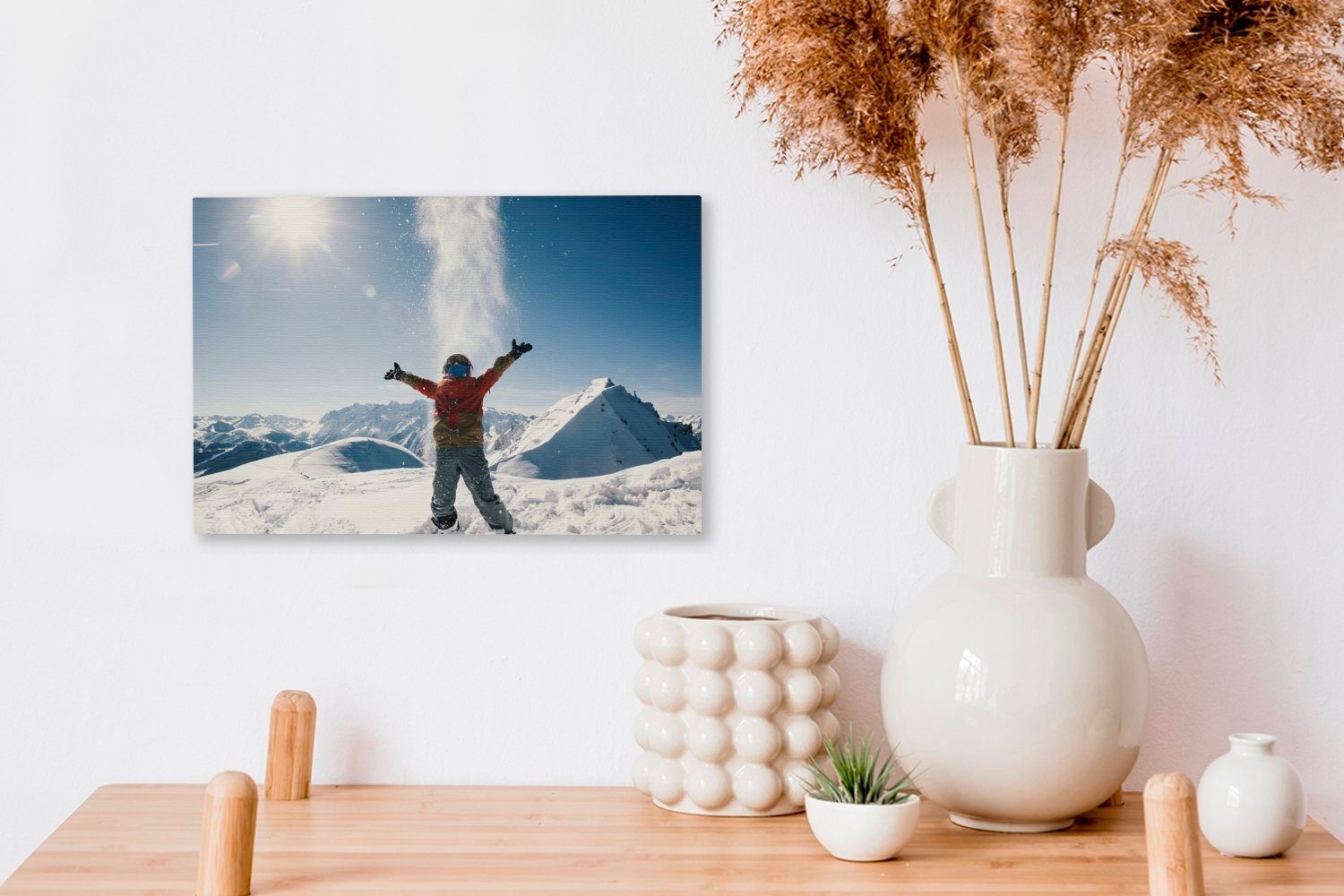 30x20 Wandbild Leinwandbild (1 in Schweiz, cm St), OneMillionCanvasses® Schnee der Aufhängefertig, Kind Leinwandbilder, mit Wanddeko,