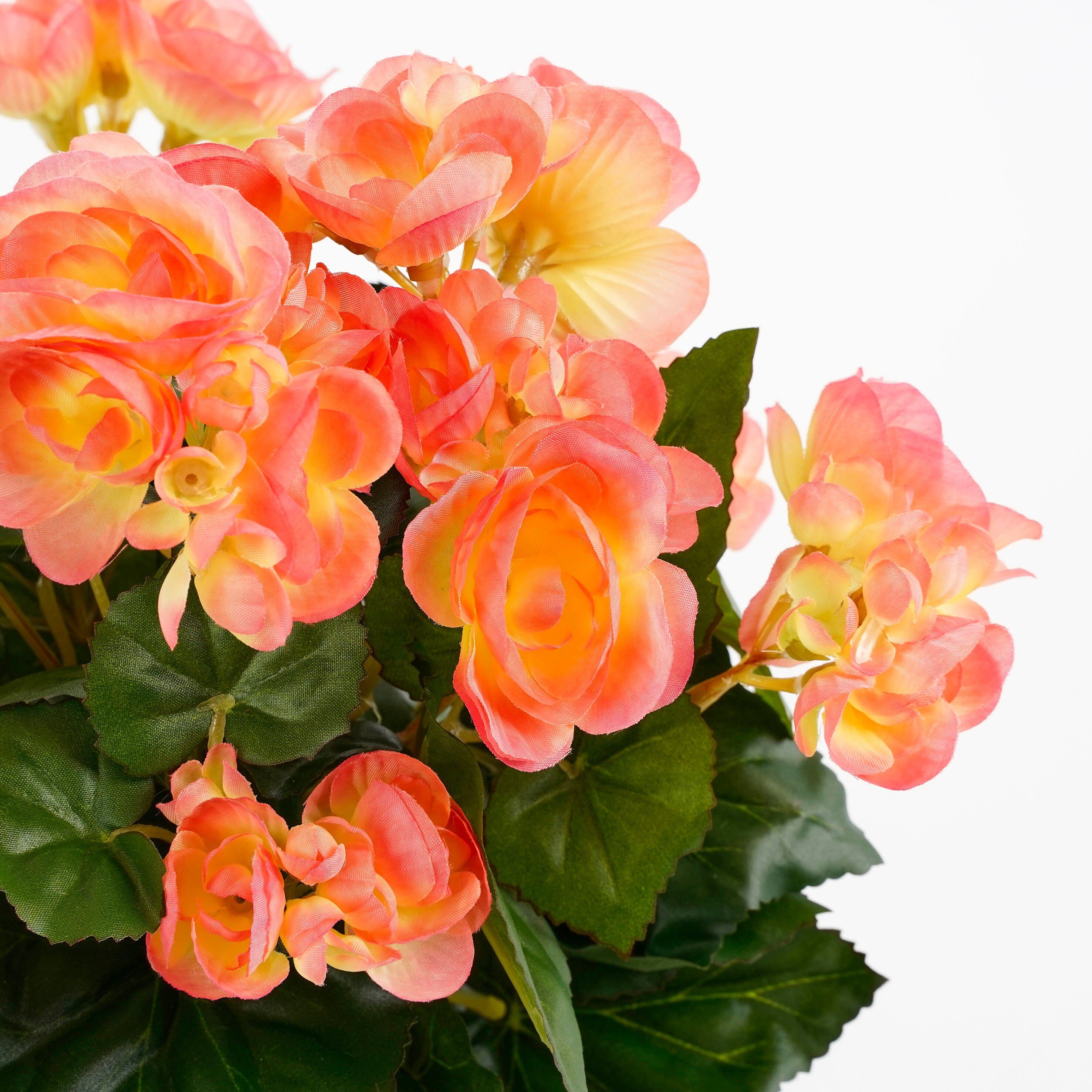 Kunstpflanze Mica Decorations Begonia lachs in Topf Stan grau d11,5cm - h30xd25cm, Mica Decorations, Höhe 30 cm