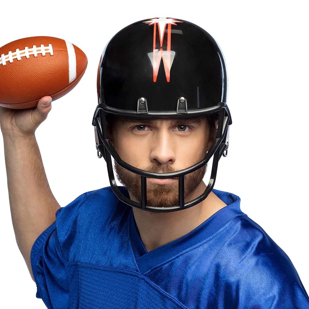 Boland Kostüm American Football Helm schwarz Sporthelm für Karneval-Kostüm, Zubehör für Sportler- und Football-Kostüme, innen mit Schaustoff