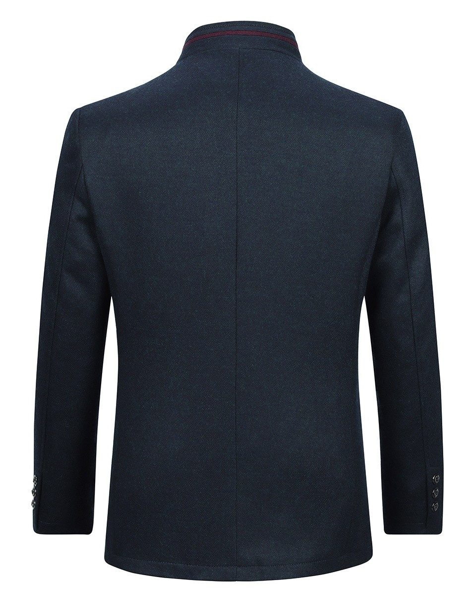 Allthemen Kurzmantel Herren Manteljacke mit Stehkragen Wollmantel Winter Business Jacke